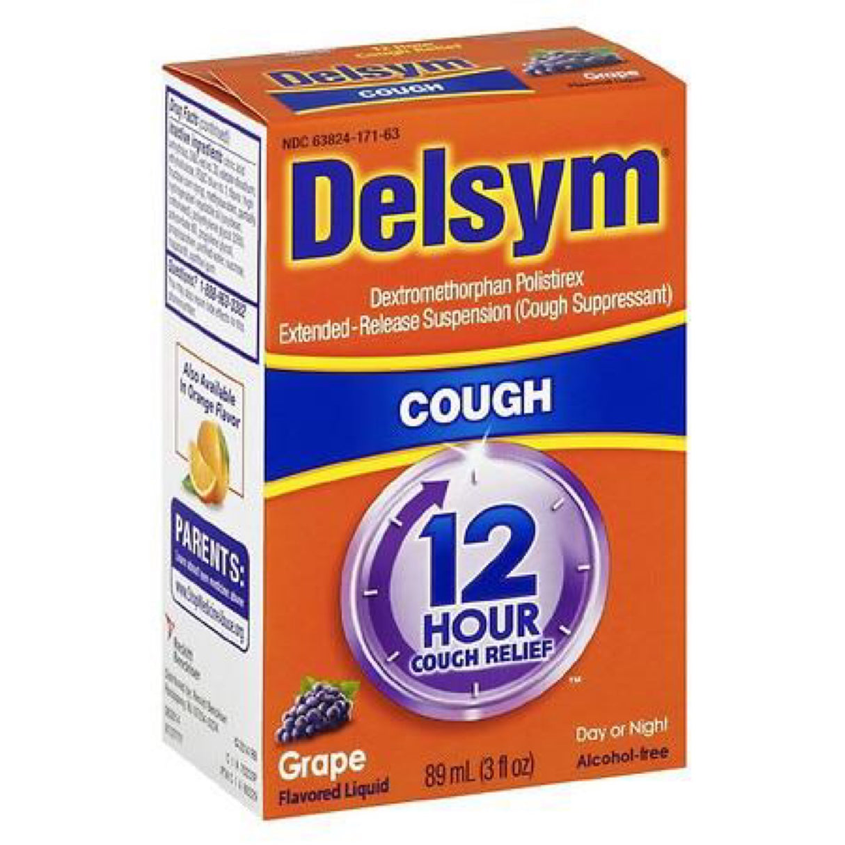 Delsym 12 Hr Cough Relief Liquid - Dextromethorphan - Grape - 3 fl oz