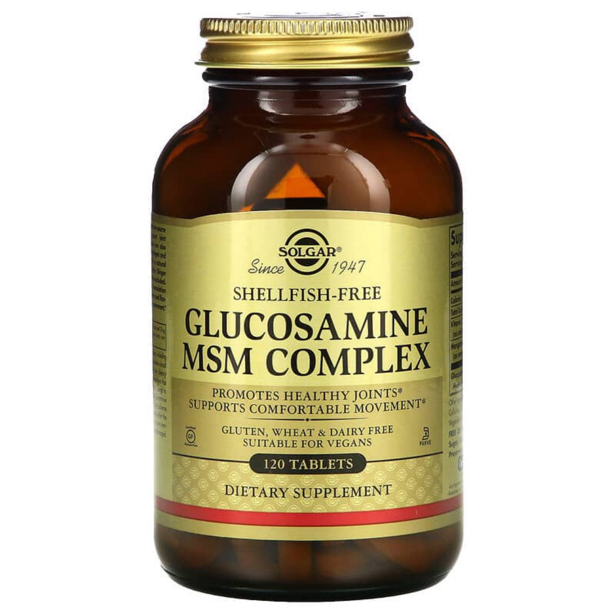 Solgar Glucosamine MSM Complex, Shellfish-free, 120 tablets
