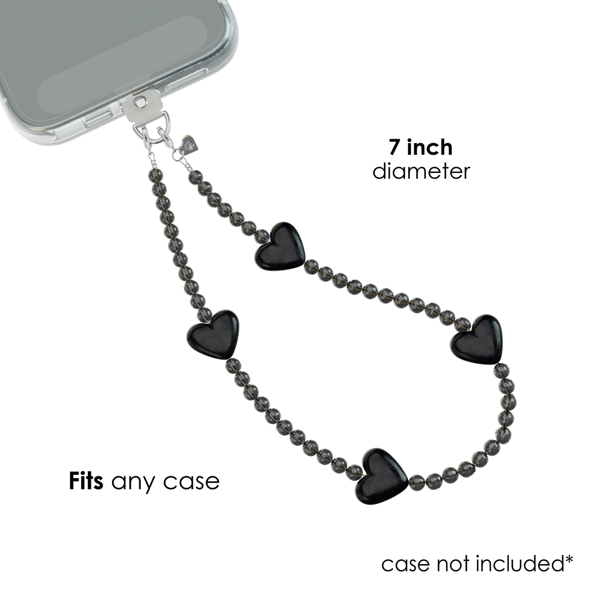 Black Heart Phone Charm