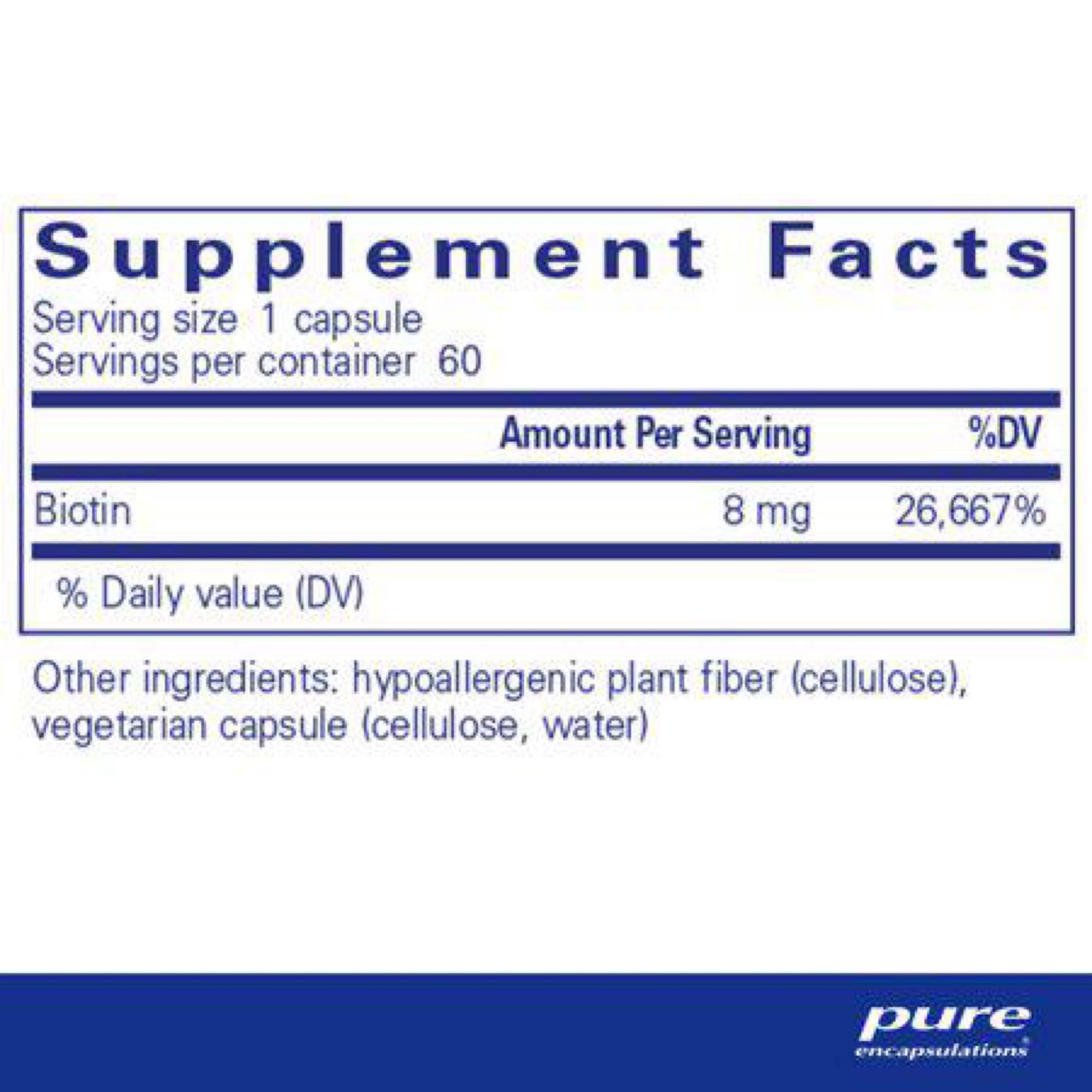 Pure Encapsulations Biotin 8 mg