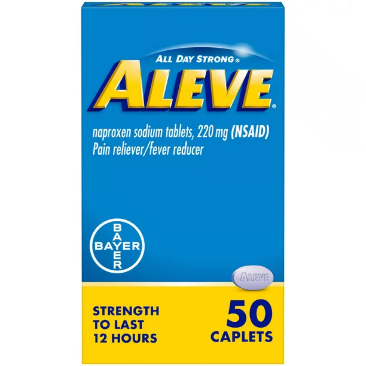 Aleve Pain Relief Naproxen Sodium Caplets, 90 Count