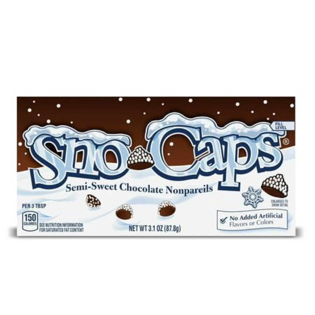 Sno-Caps Semi-Sweet Chocolate Nonpareils Theater Candy Box for Halloween Candy oz