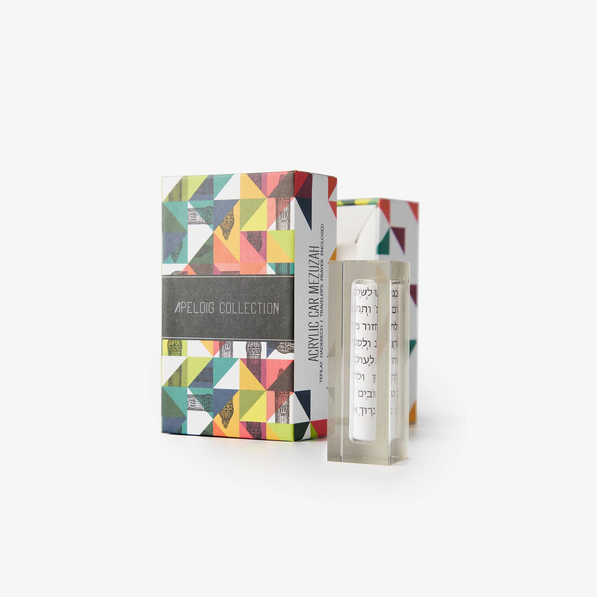 Car Mezuzah with Traveler’s Prayer: Multicolor