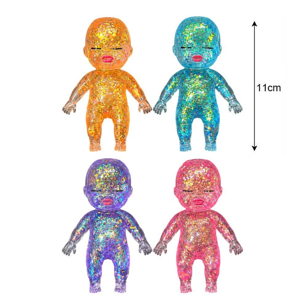 24PCS - Glittered Figure Doll Squeeze Squishy Stress Relief Toy
