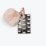 Slant Collection Luggage Tag with Pom-Pom-Swans