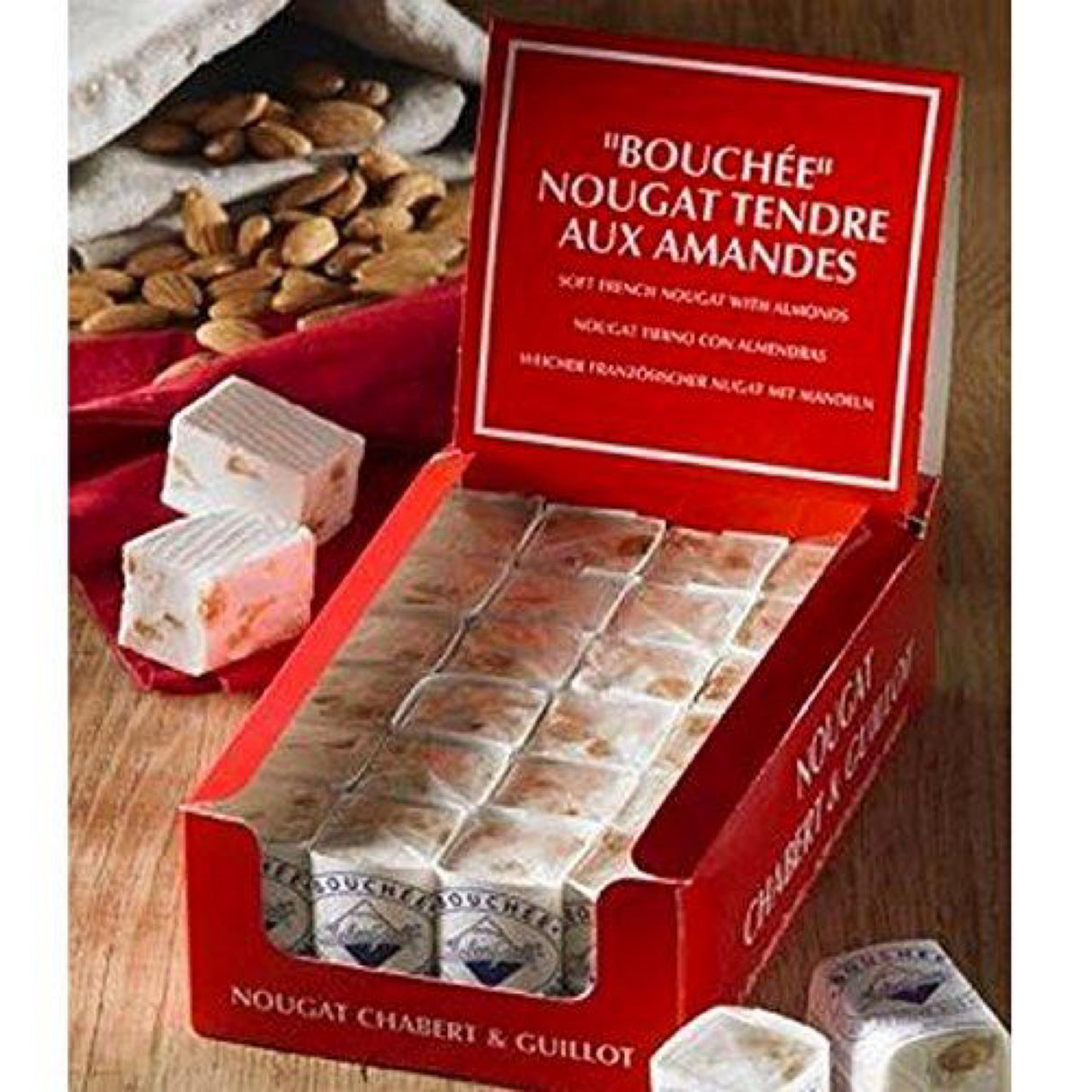 Chabert & Guillot White Nougat Bites Bouchee 30Hg Soft Nougat with Almonds 24pcs