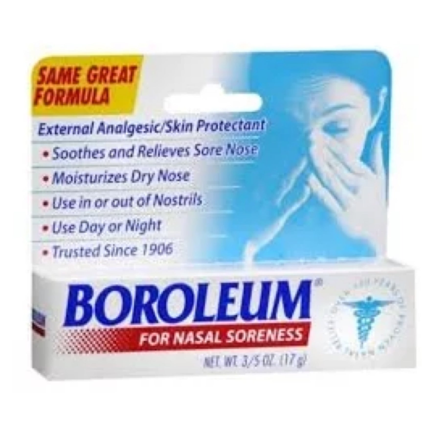 Boroleum for nasal soreness