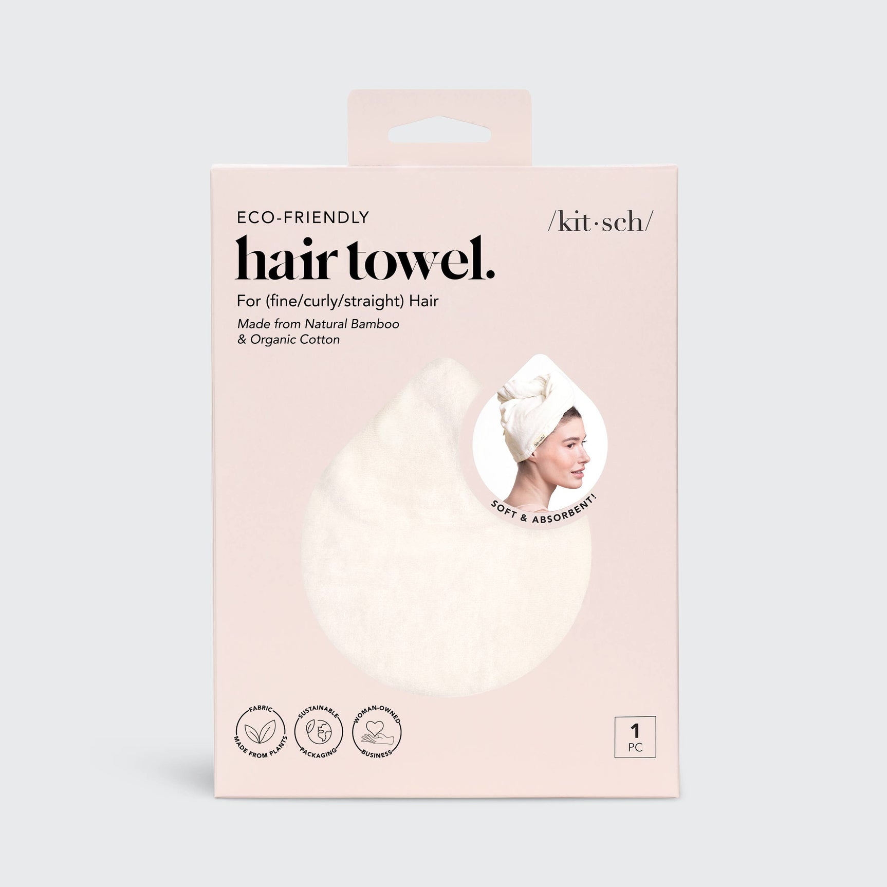 KITSCH Quick Dry Hair Towel - Ivory - Image 2