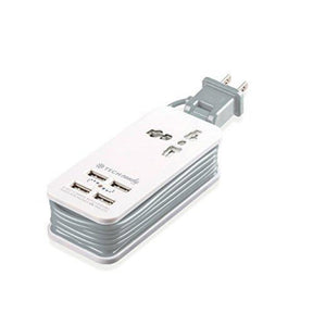 Tech Candy Power Trip Compact Travel Charging Station 4 USB Ports 1 Outlet Plug, Smart Technology