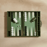 Leather Backgammon Set - Green and White