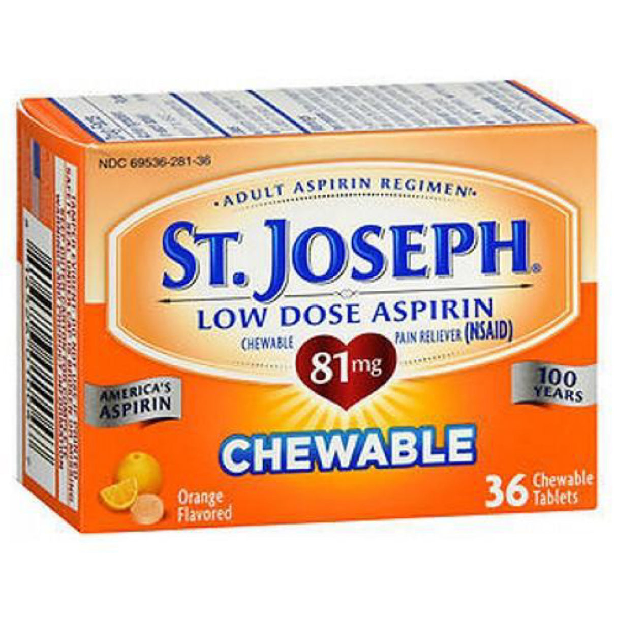 St. Joseph Orange Chewable 81mg Aspirin