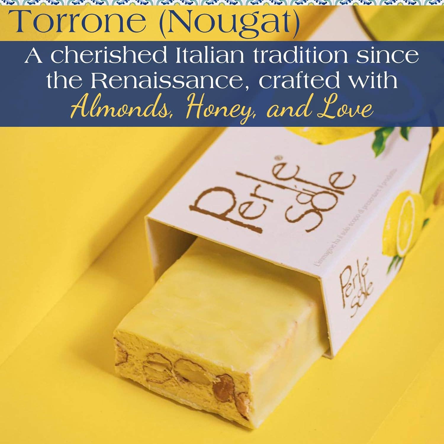 Turrón blando de chocolate blanco y limón italiano - Almendras: 1 paquete