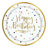 Slant Colorful Polka Dot and Gold Foil Paper Plates