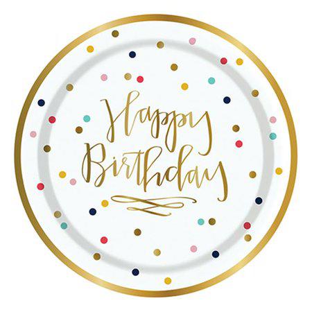 Slant Colorful Polka Dot and Gold Foil Paper Plates
