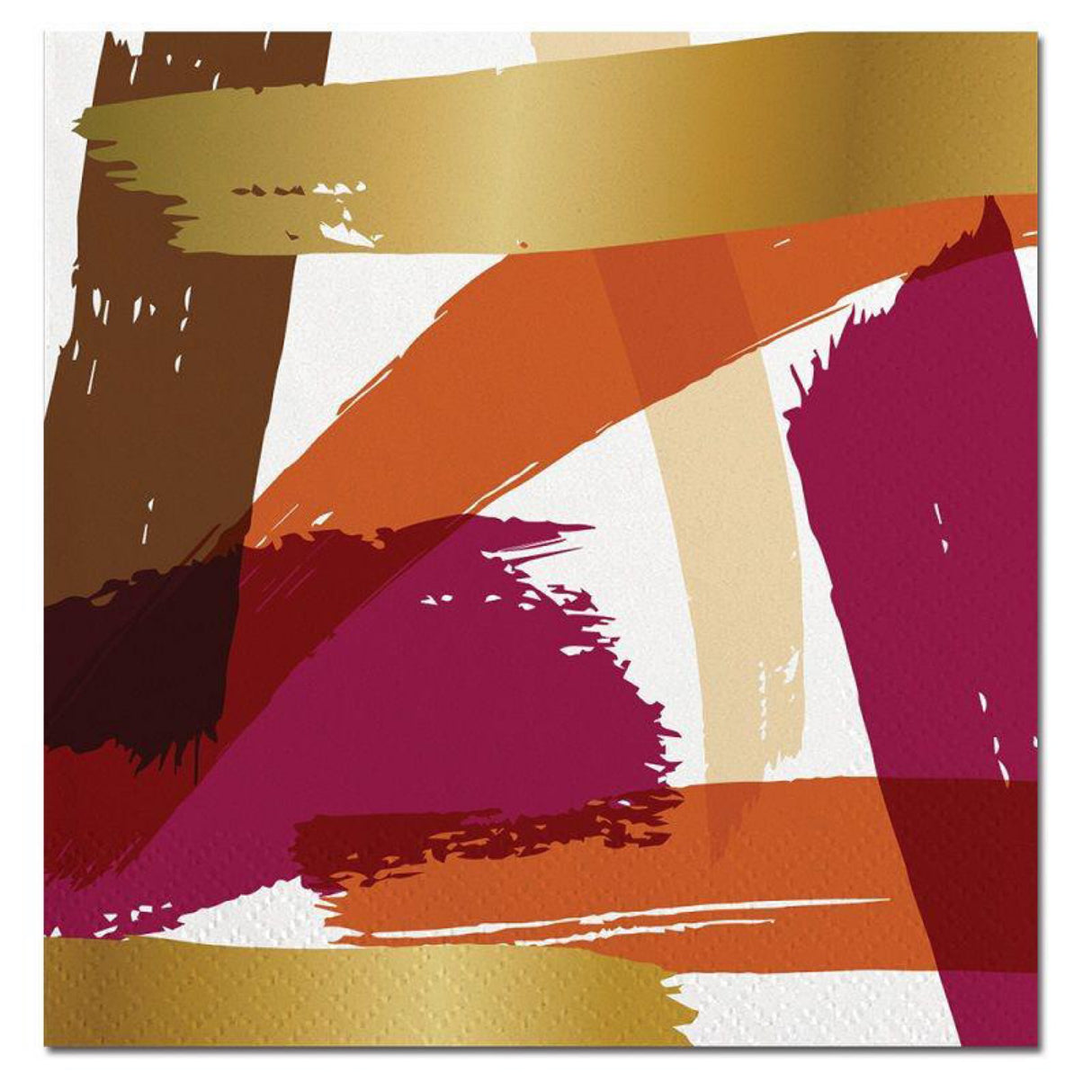 Slant Fall Colours Brushstroke Gold Foil Beverage Paper Napkins