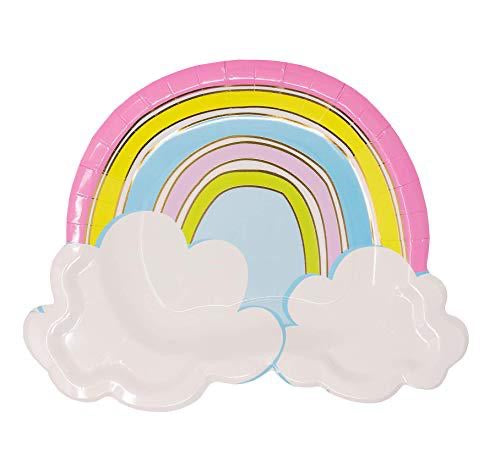 Set of 16 Rainbow with Cloud Paper Birthday Plates w/ Gold Foiling