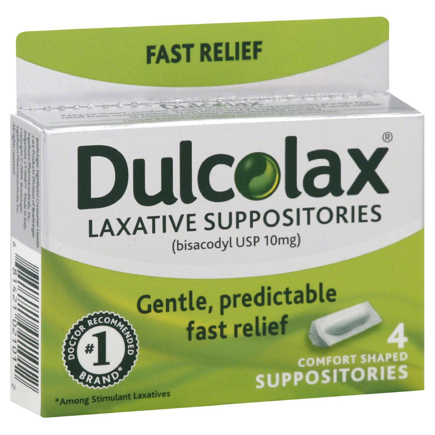 Dulcolax Stimulant Laxative Medicated Suppositories 4ct Fast Relief, Rectal Use Only