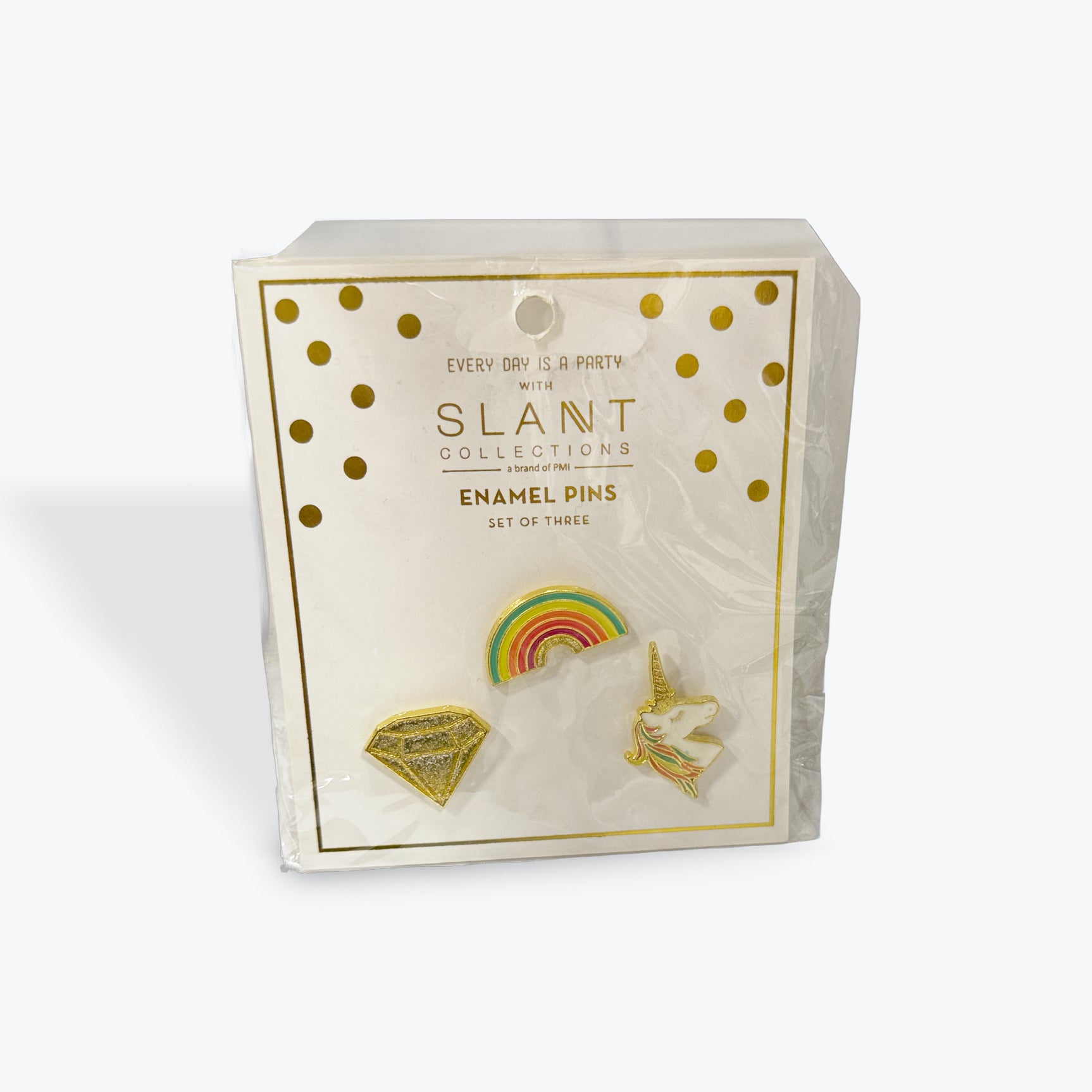 Slant Collection Enamel Pins: Rainbow, Diamond, Unicorn pins