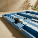 Leather Backgammon Set - Blue And Black