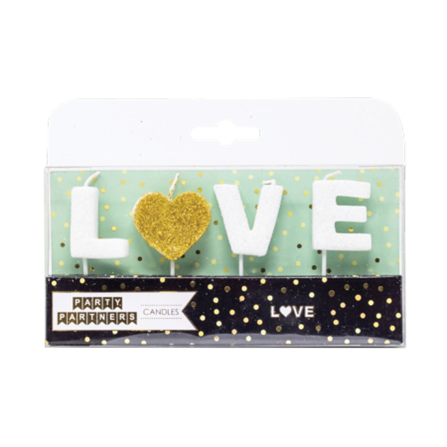Party Partners Glitter “LOVE” Candle Set