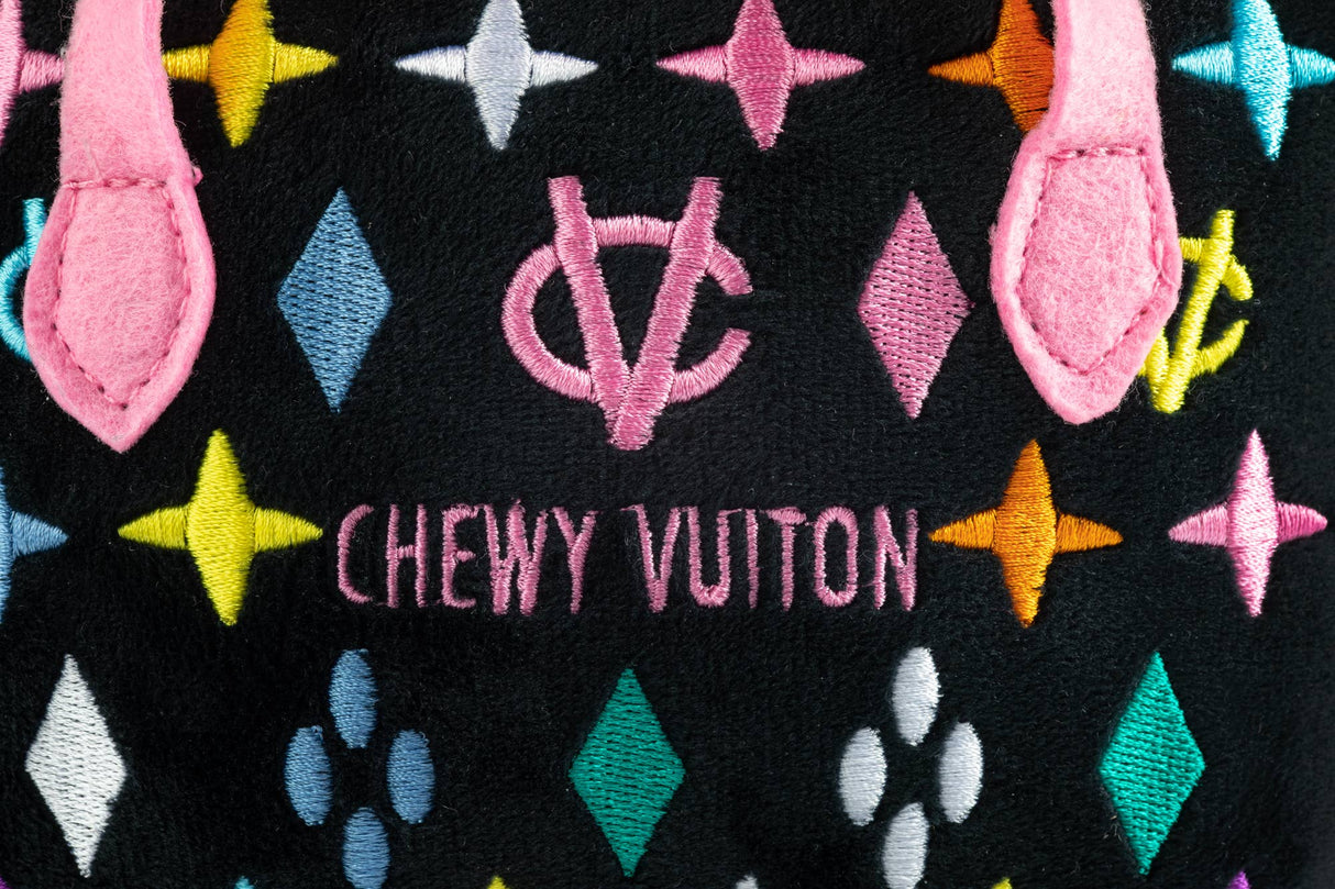 Black Monogram Chewy Vuiton Handbag Squeaker Dog Toy: Small / Mini