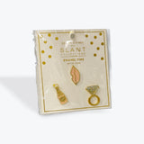 Slant Collection Enamel Pins: Lips, Champagne, Diamond Ring
