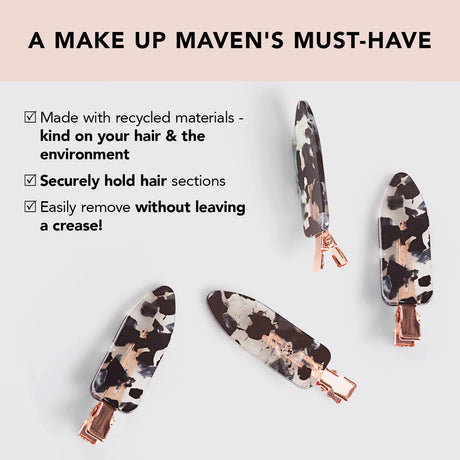 KITSCH Eco-Friendly Creaseless Clips 4pc Set - Black Terrazzo - Image 5