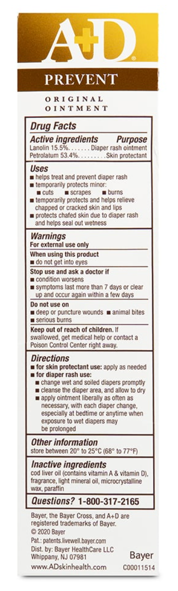 A+D Original Diaper Rash Ointment, Baby Skin Protectant with Lanolin and Petrolatum, Seals Out Wetness, Helps Prevent Diaper Rash