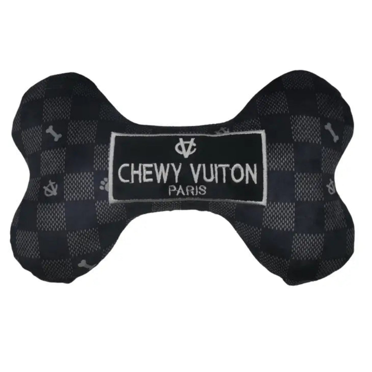 Haute Diggity Dog Black Checker Chewy Vuiton Bone Dog Toy XL