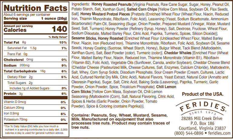 Feridies 6oz Tin 5 O'clock Crunch Snack Mix - Image 2