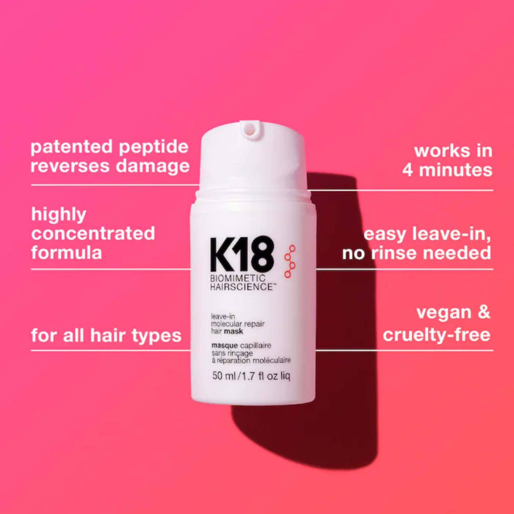 K18-31007  K18 Leave-In Molecular Repair Hair Mask (15mL) - Image 2