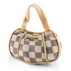 Haute Diggity Dog Checker Chewy Vuiton Handbag Squeaker Dog Toy