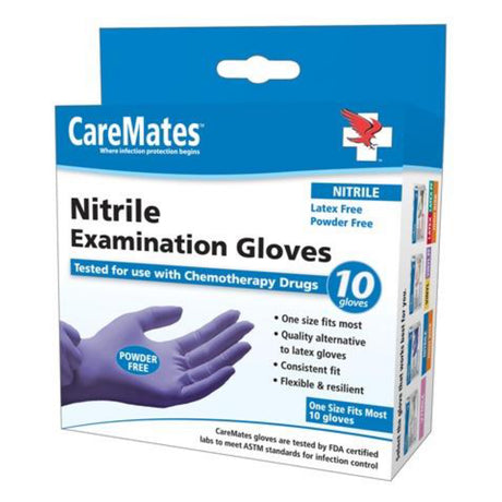 Caremates 01613020 Nitrile Powder Free Gloves, One Size