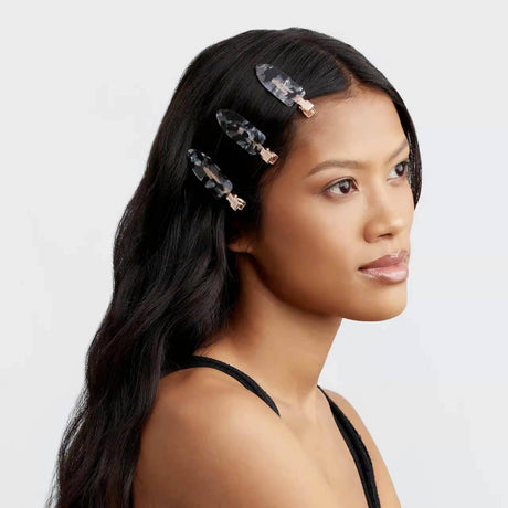KITSCH Eco-Friendly Creaseless Clips 4pc Set - Black Terrazzo - Image 3