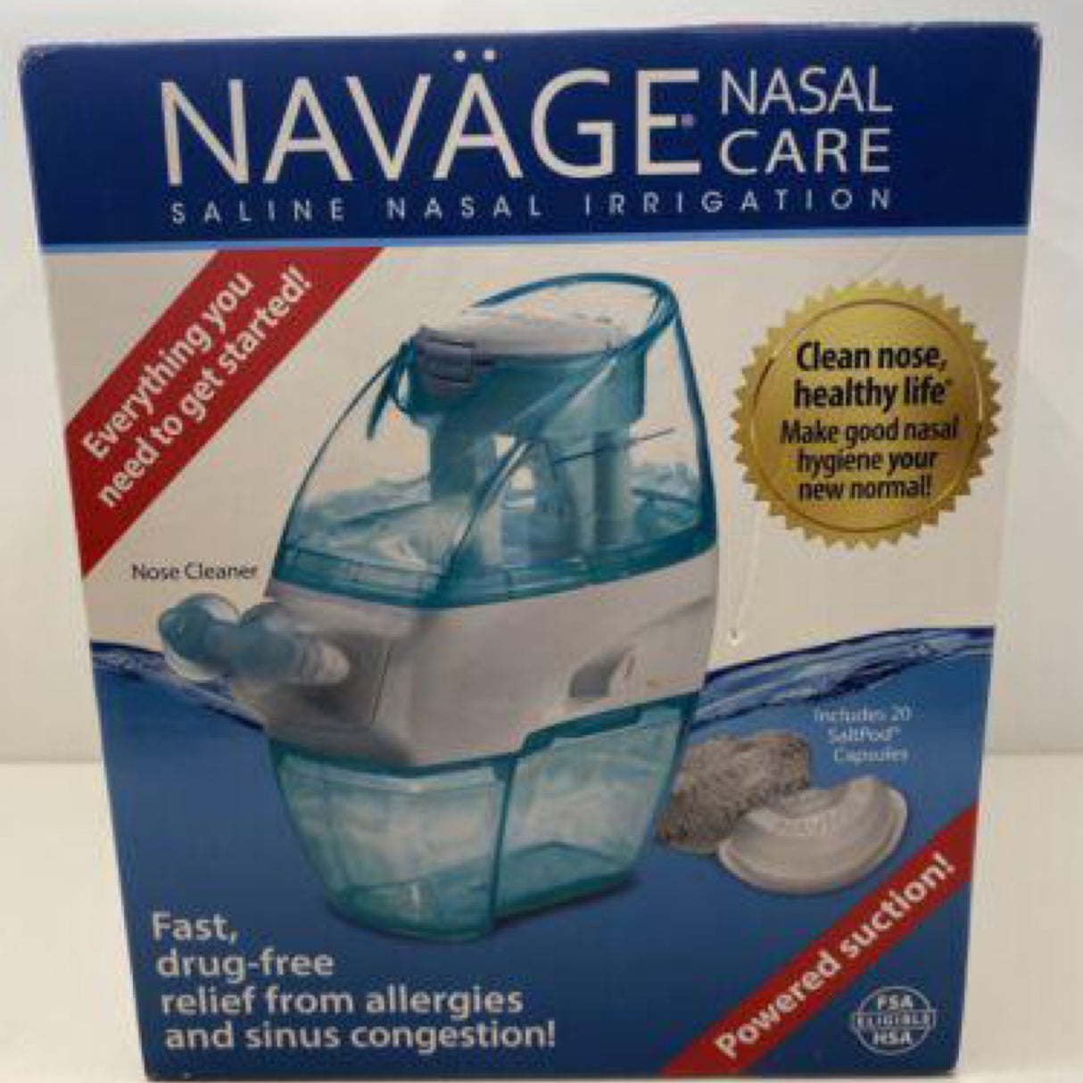 Navage Nasal Care Starter Bundle: Navage Nose Cleaner and 20 SaltPod Capsules