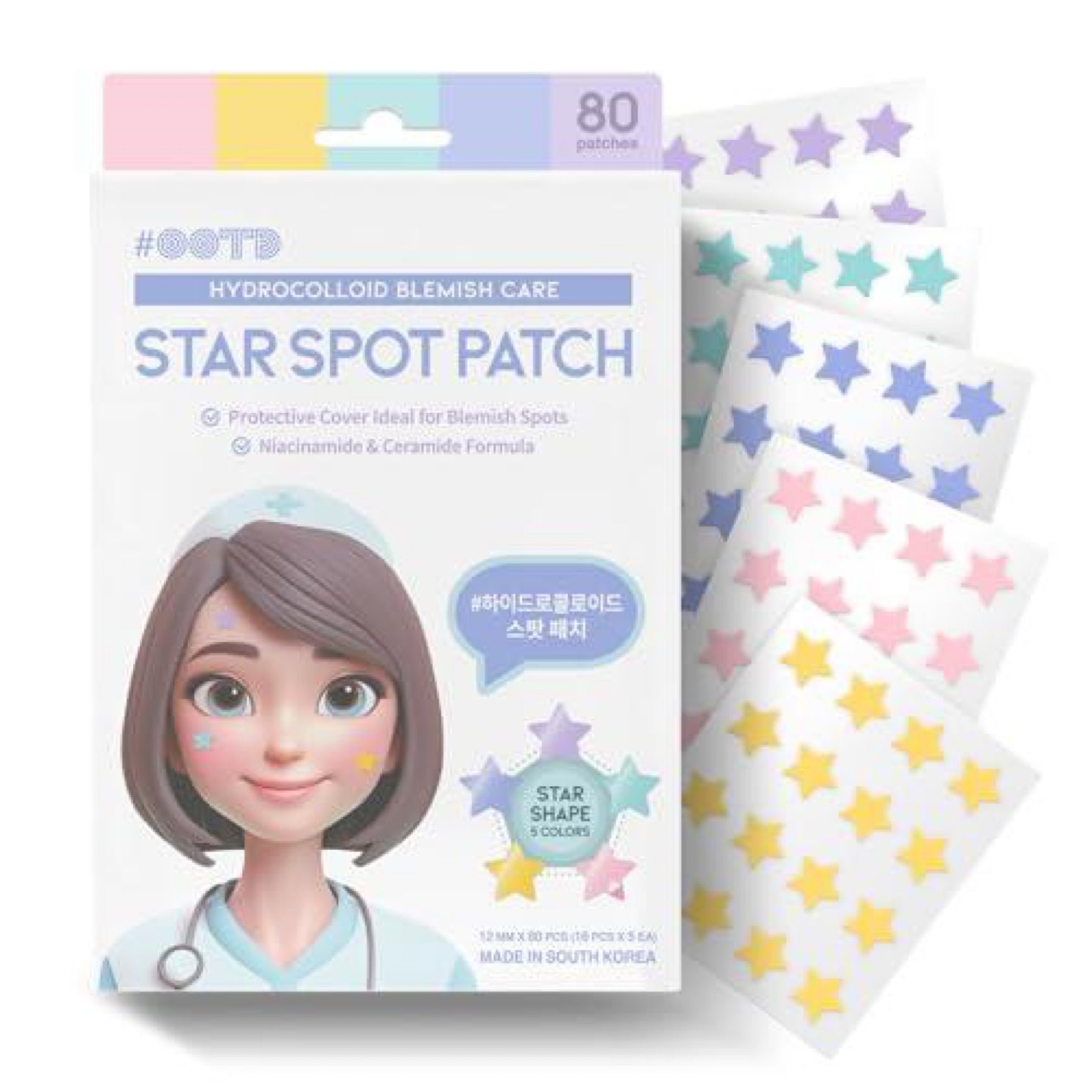 Star Spot Acne/Pimple Patch for Face, Hydrocolloid, Niacinamide, Ceramide, Cute Pastel Colors