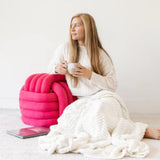 Knotted Pouf- Neon Pink
