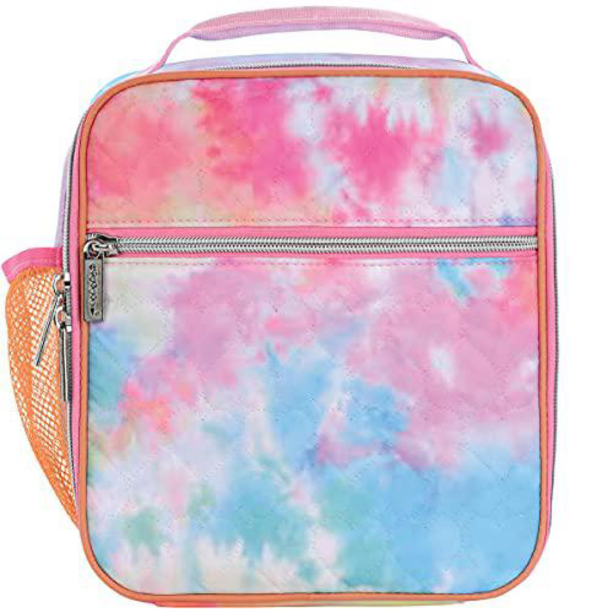 iscream Cotton Candy Quilted Hearts 9" x 8" Lined Insulated Lunch Tote with Bottle Pocket