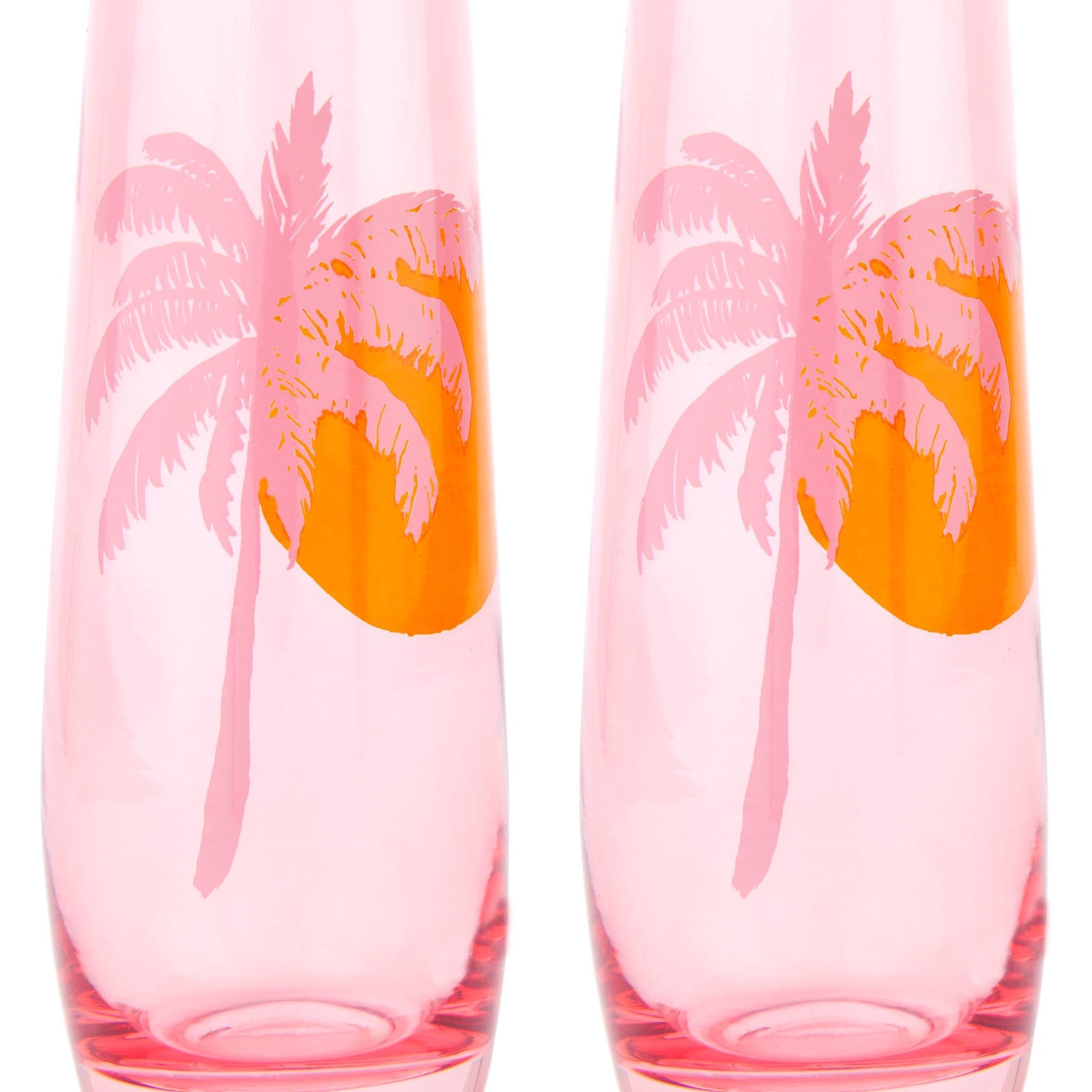 Sunnylife Poolside Set Of 2 Palm Tree Stemless Flutes, Size One Size