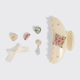 KitschPop™️Curved Claw Clip 7pc Set Vintage- Pearlized Cream - Image 3