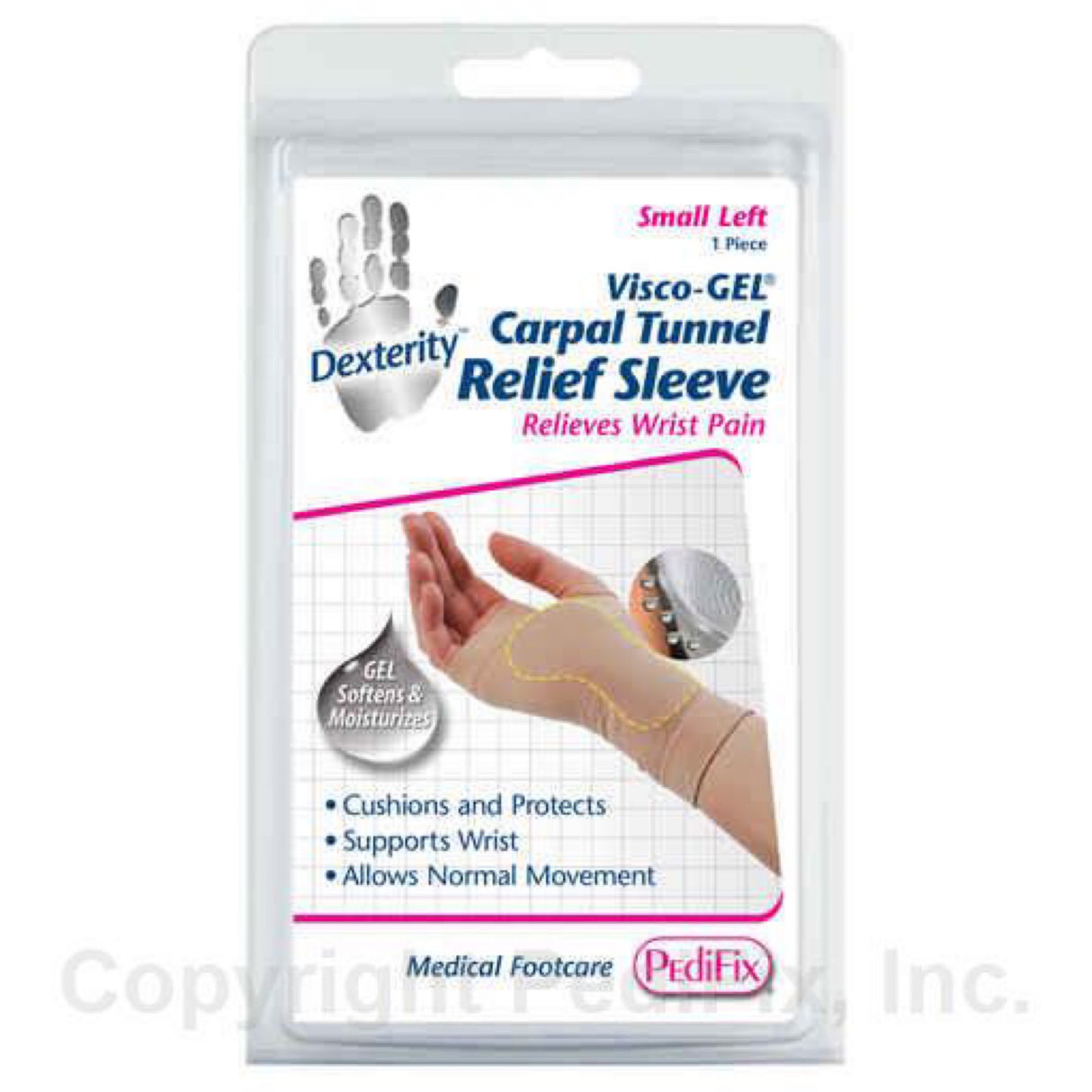PEDIFIX large left visco-gel carpal tunnel relief sleeve