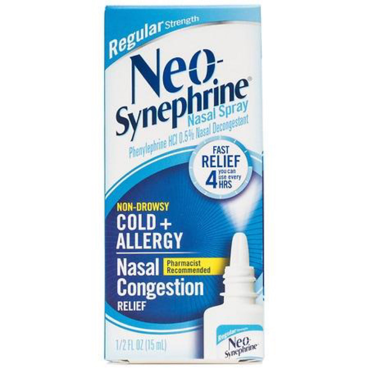 Neosynephrine Nasal Spray for Cold & Sinus Relief, Fast Relief, Clear, Regular Strength, 0.5 Fl Oz