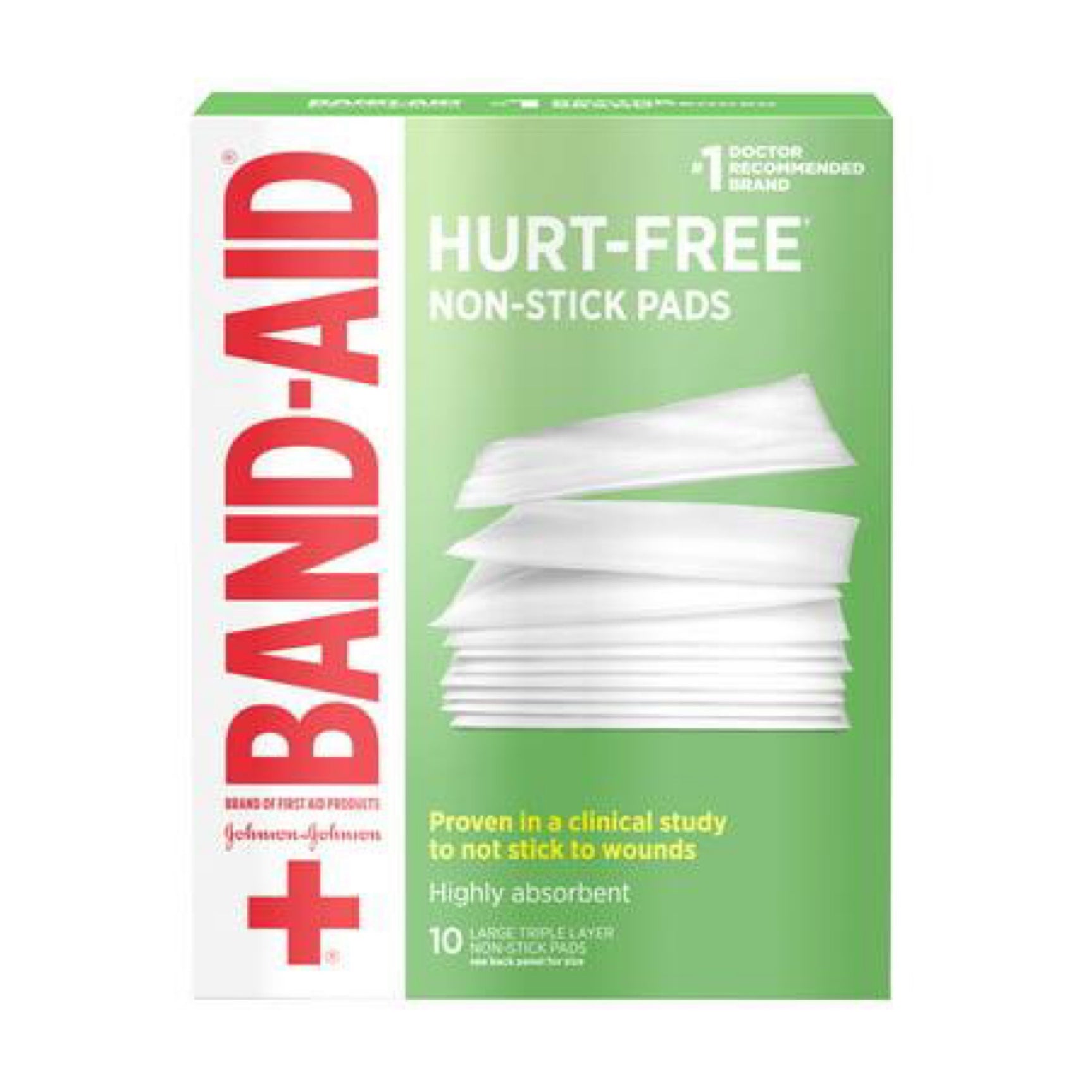 J&J Bandaid First Aid 3 inch x 4 Inch Nonstick Pads 10 Count