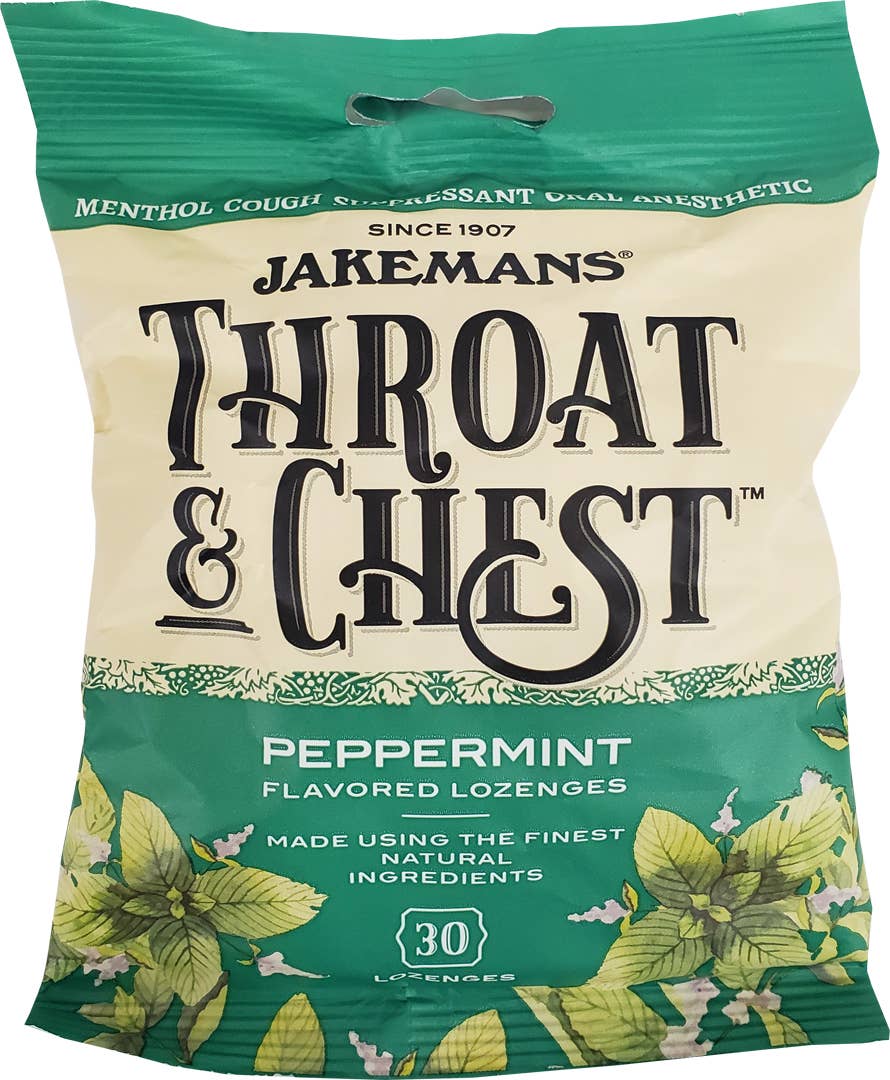 Jakemans Throat & Chest Peppermint Lozenges Bag - 30 Ct