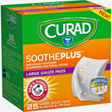 Curad SoothePlus Gauze Pads with Arm & Hammer Baking Soda, Large 4" x 4"
