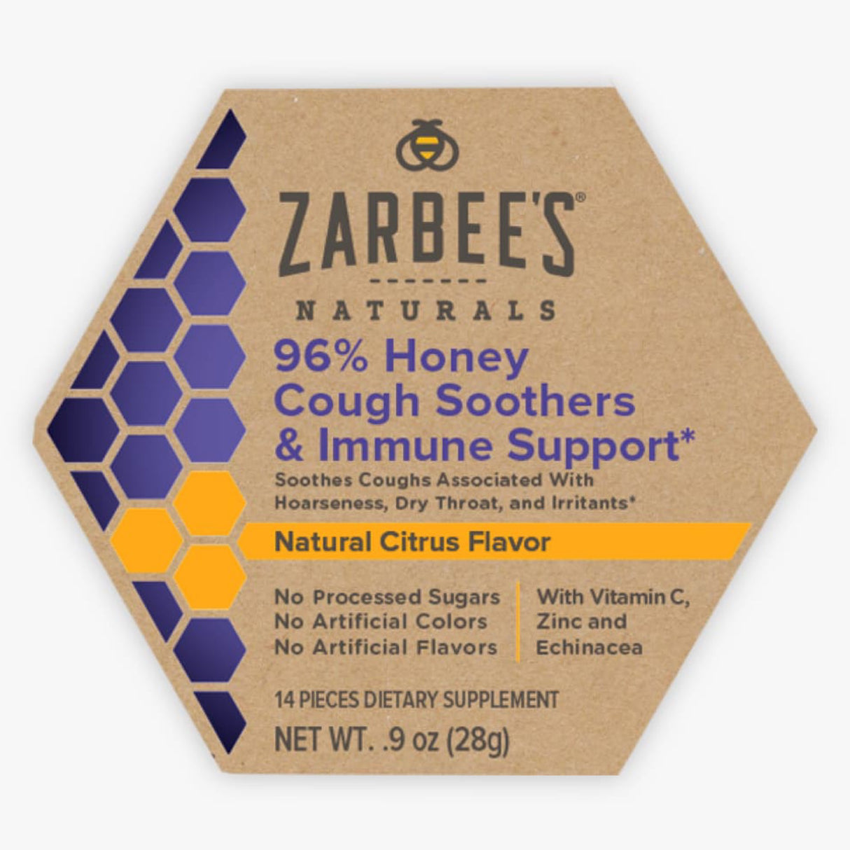 Zarbees naturals 96% honey cough soothers + immune support