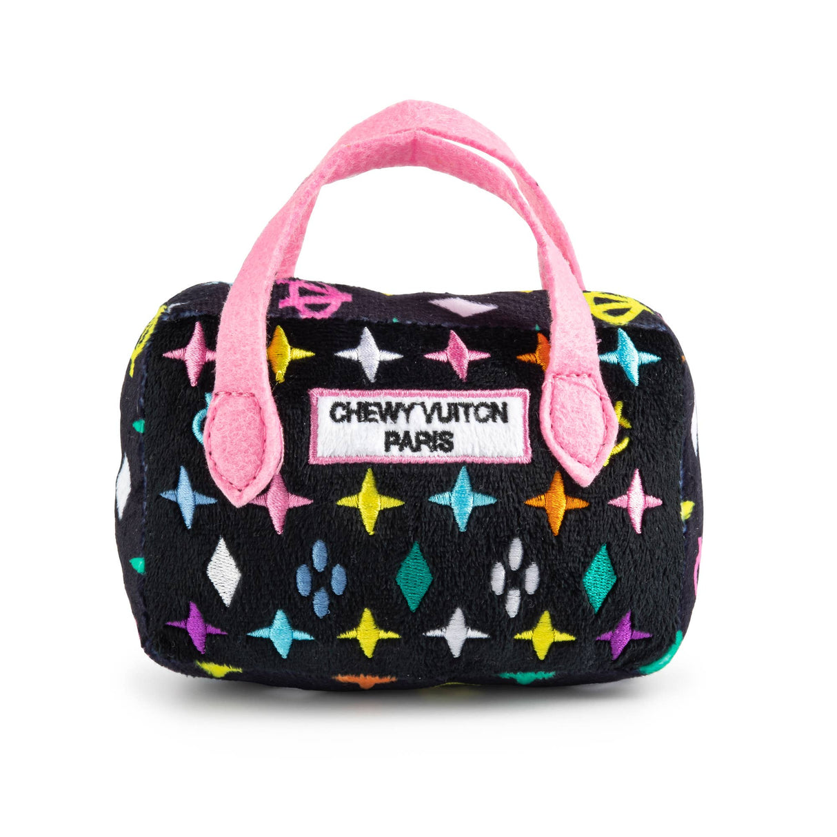 Black Monogram Chewy Vuiton Handbag Squeaker Dog Toy: Small / Mini