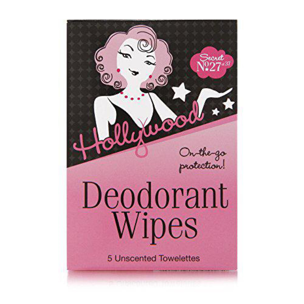 Hollywood Fashion Tape On-The-Go Deodorant Wipes 5 Unscented Towelettes