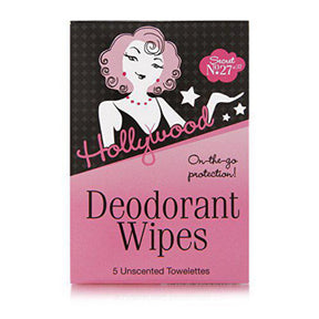 Hollywood Fashion Tape On-The-Go Deodorant Wipes 5 Unscented Towelettes