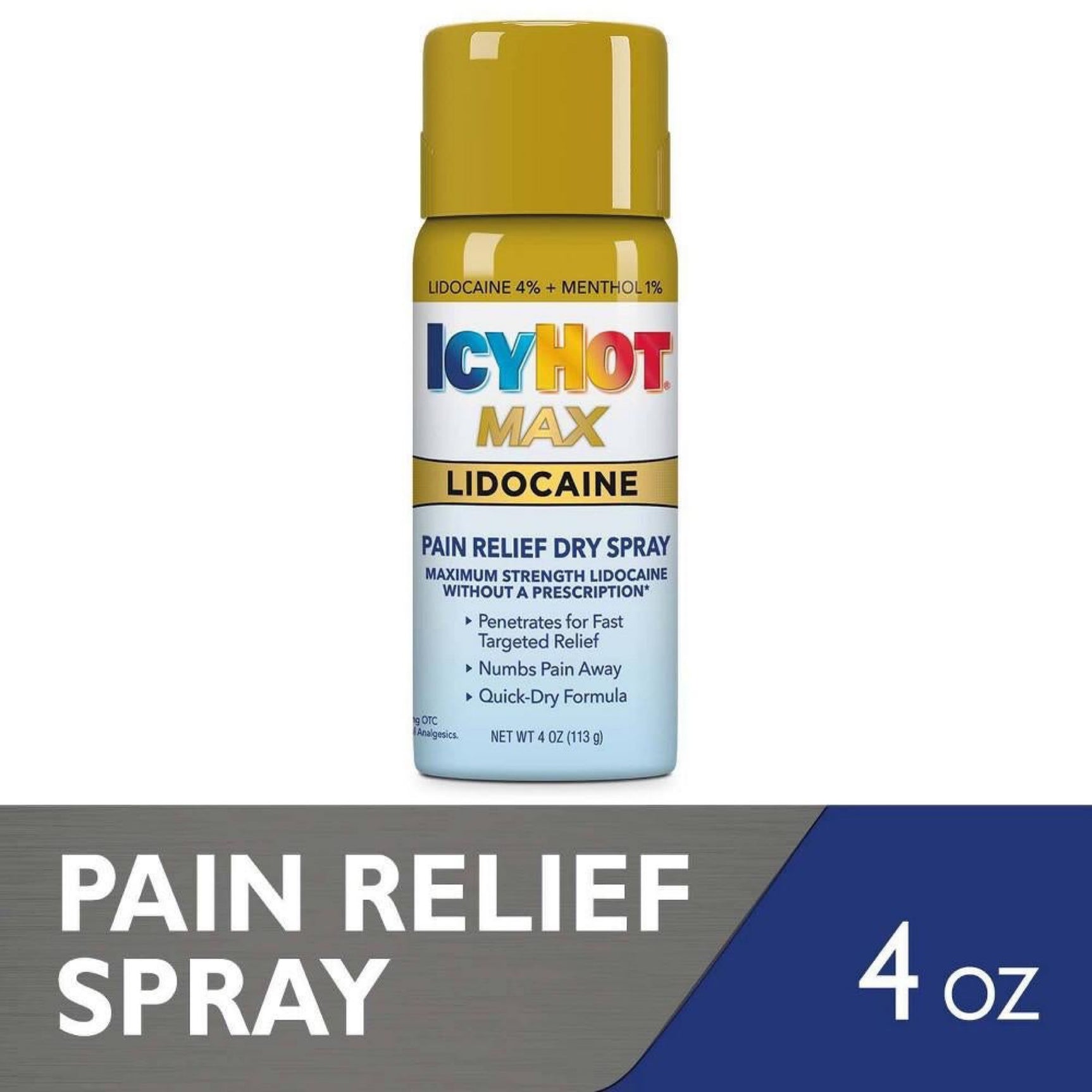 Icy Hot Max Strength Pain Relief Spray with Lidocaine Plus Menthol